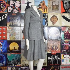 Vintage 60s 70s Panther 2 Piece Wool Skirt Blazer Suit Set